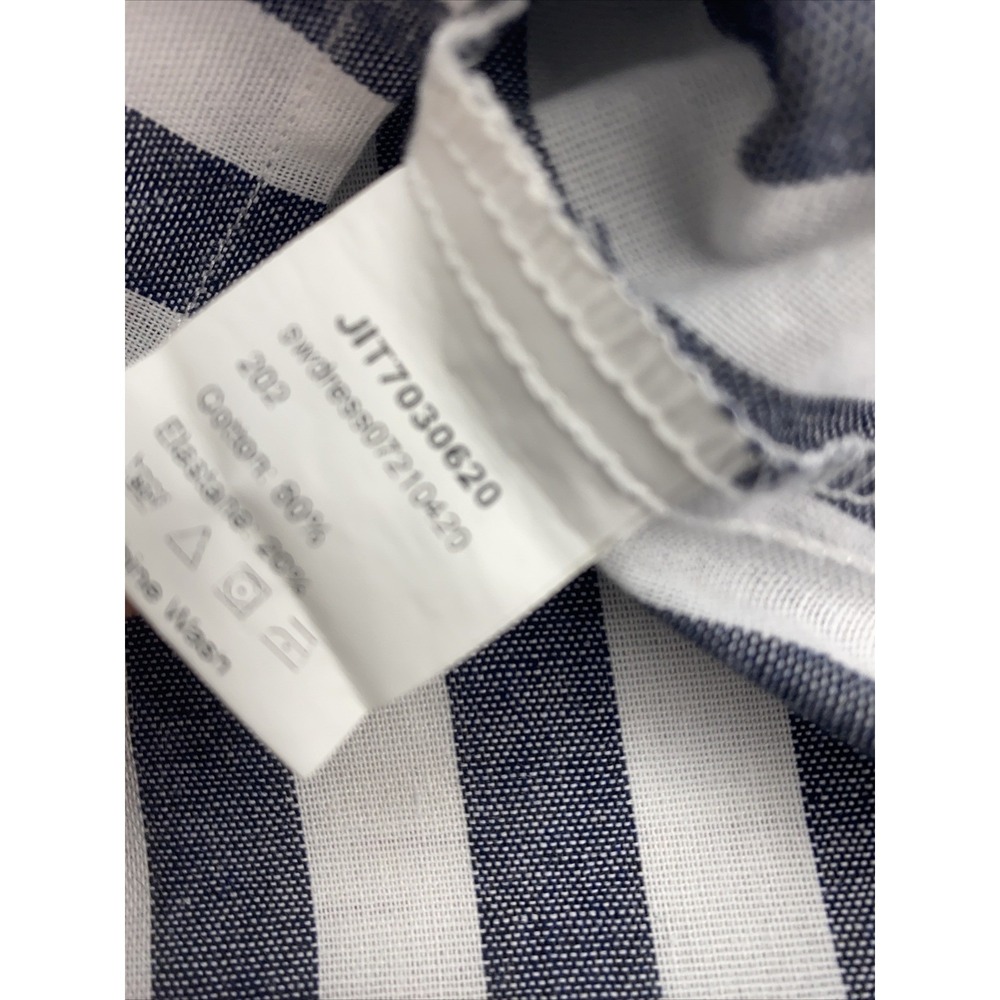 Shein Navy Blue White Striped Shift Dress Sleeveless Ruffle Shoulder Women's M‎ - Picture 5 of 8